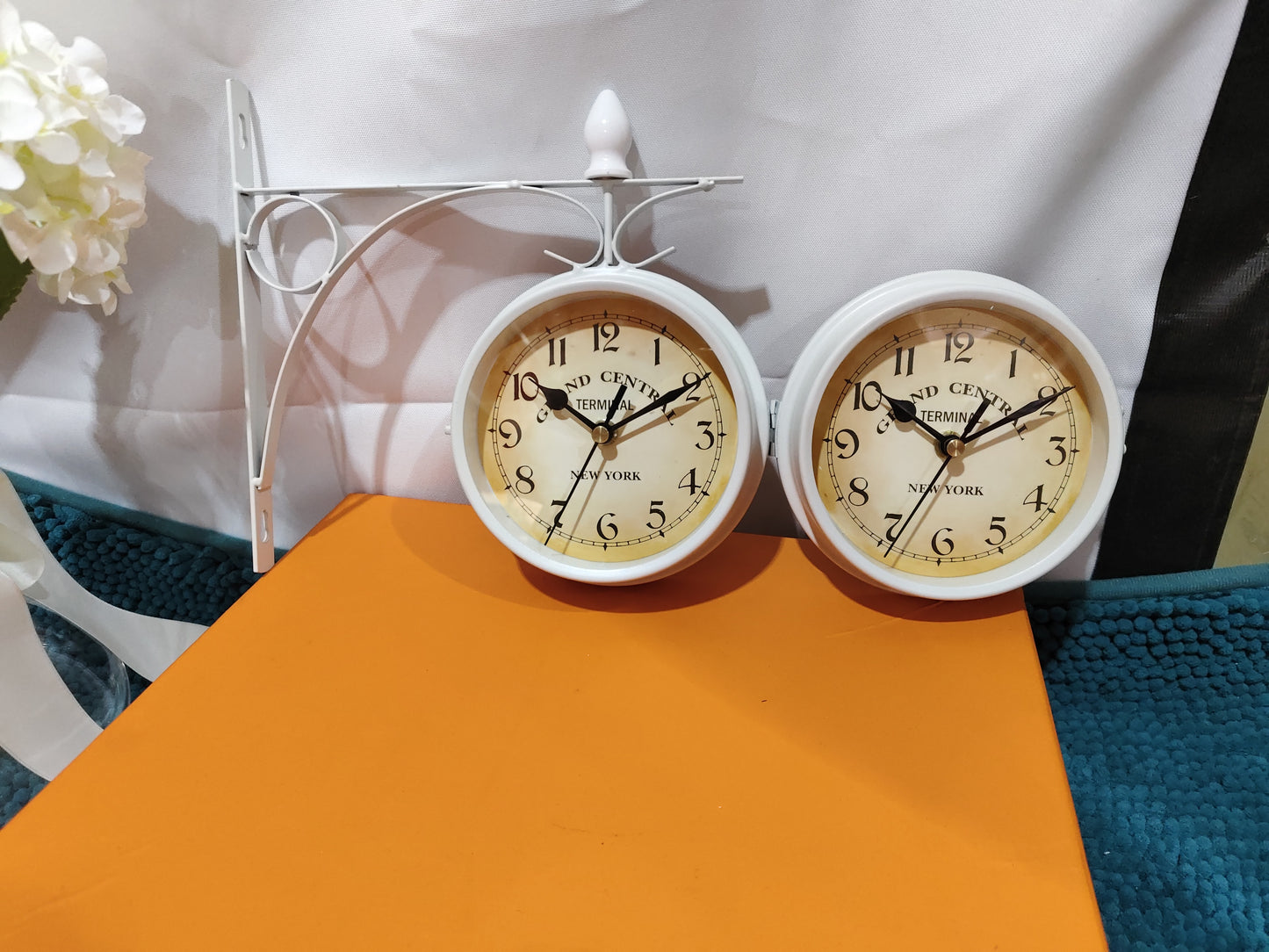European wrought iron double wall clock