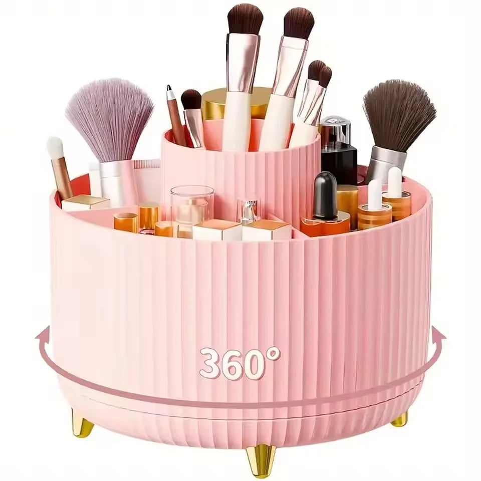 360° Rotating Storage Box Desktop Makeup Organizer Cosmetic Brush Holder Lipstick Eyebrow Pencil Holder Jewelry Container