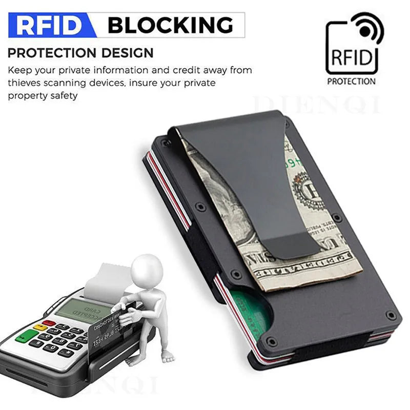 Slim RFID Metal Wallet – Minimalist Front Pocket Wallet with Money Clip