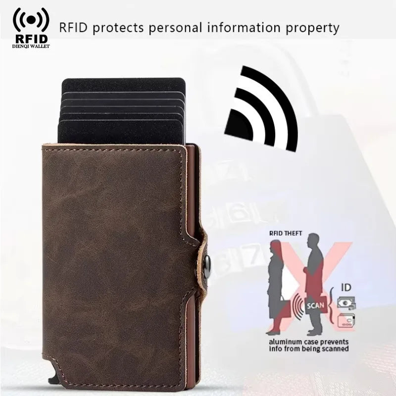 Mens Slim Leather Wallet – RFID Blocking Card Holder with Money Clip