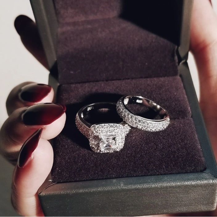 White Zircon Couple Ring