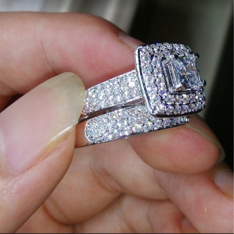 White Zircon Couple Ring