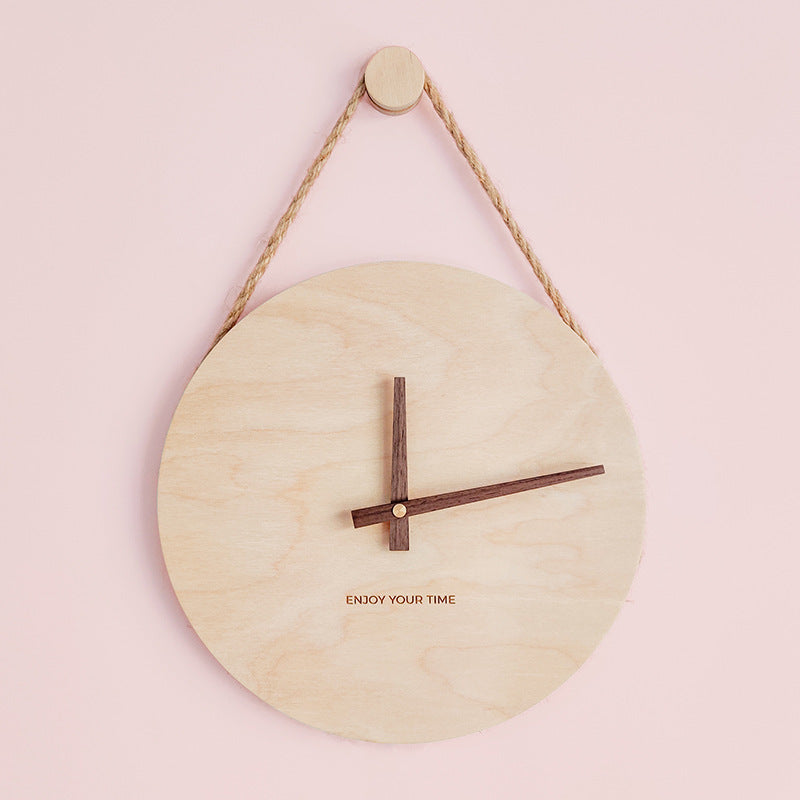 Wooden Sling Creative Wall Clock Nordic Home Living Room Clock Decoration