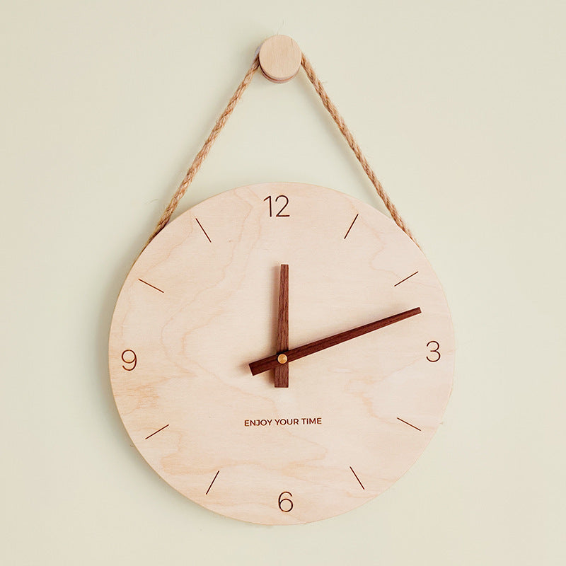 Wooden Sling Creative Wall Clock Nordic Home Living Room Clock Decoration