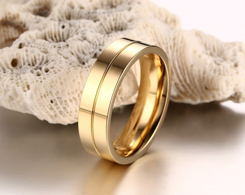 Simple titanium steel couple ring
