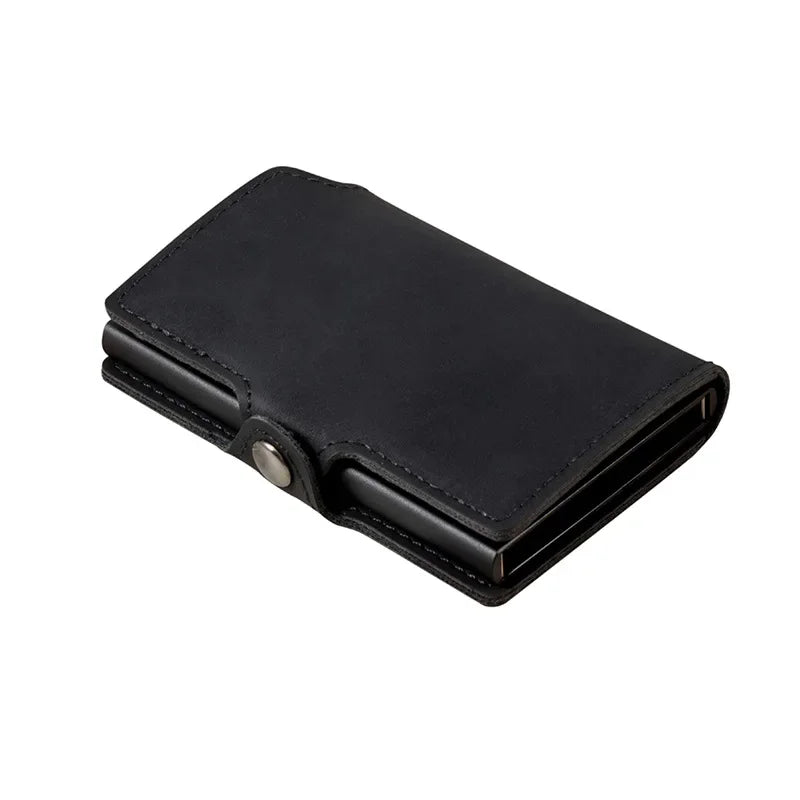 Mens Slim Leather Wallet – RFID Blocking Card Holder with Money Clip