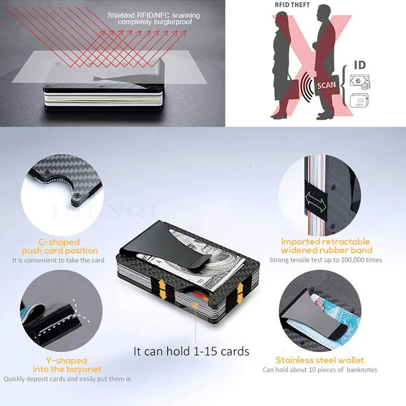 Slim RFID Metal Wallet – Minimalist Front Pocket Wallet with Money Clip