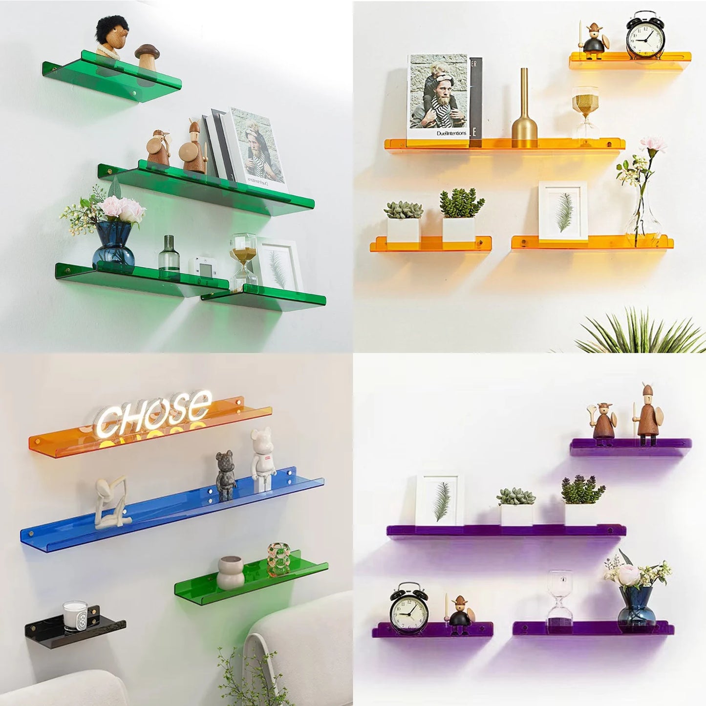 Invisible Acrylic Floating Shelf – Wall-Mounted Corner Storage