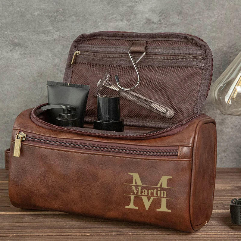 Personalized Leather Toiletry Bag – Dopp Kit for Men