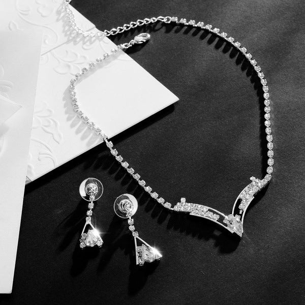 bride necklace, earring set, silver plated wedding jewelry