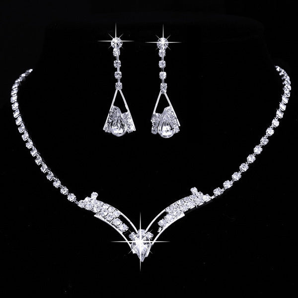 bride necklace, earring set, silver plated wedding jewelry