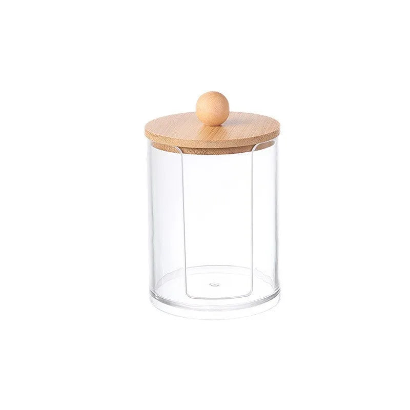 Cotton Cushion Storage Box – Bamboo Cover Makeup Dispenser