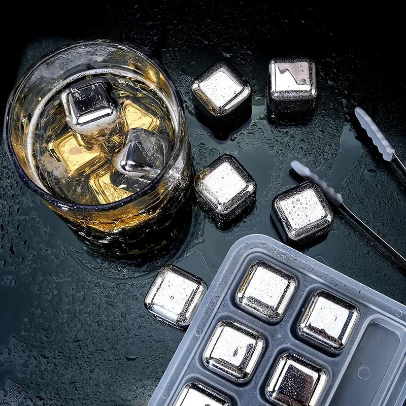 Stainless Steel Whiskey Ice Cubes – Reusable Metal Chill Stones