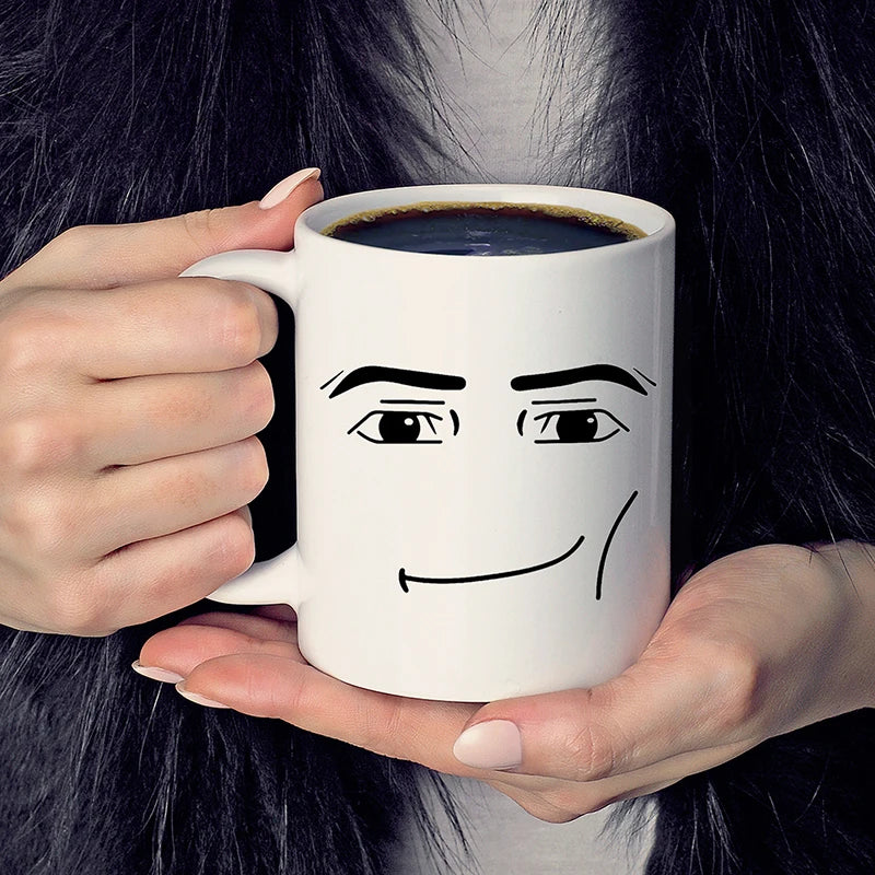 Funny Face Coffee Mug – Cute Gamer Ceramic Cup325ML