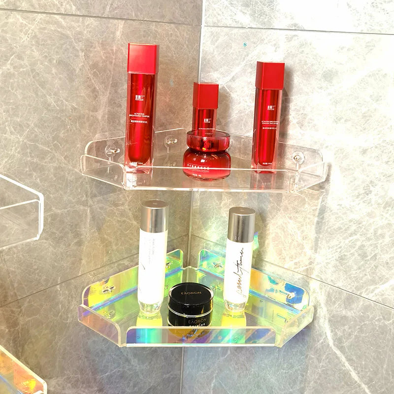 Invisible Acrylic Floating Shelf – Wall-Mounted Corner Storage