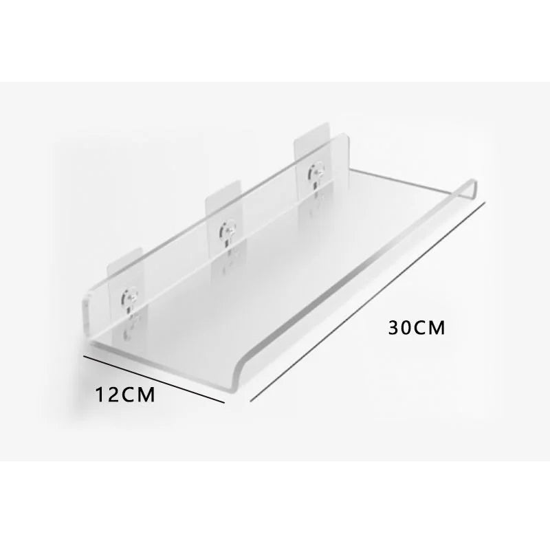 Invisible Acrylic Floating Shelf – Wall-Mounted Corner Storage