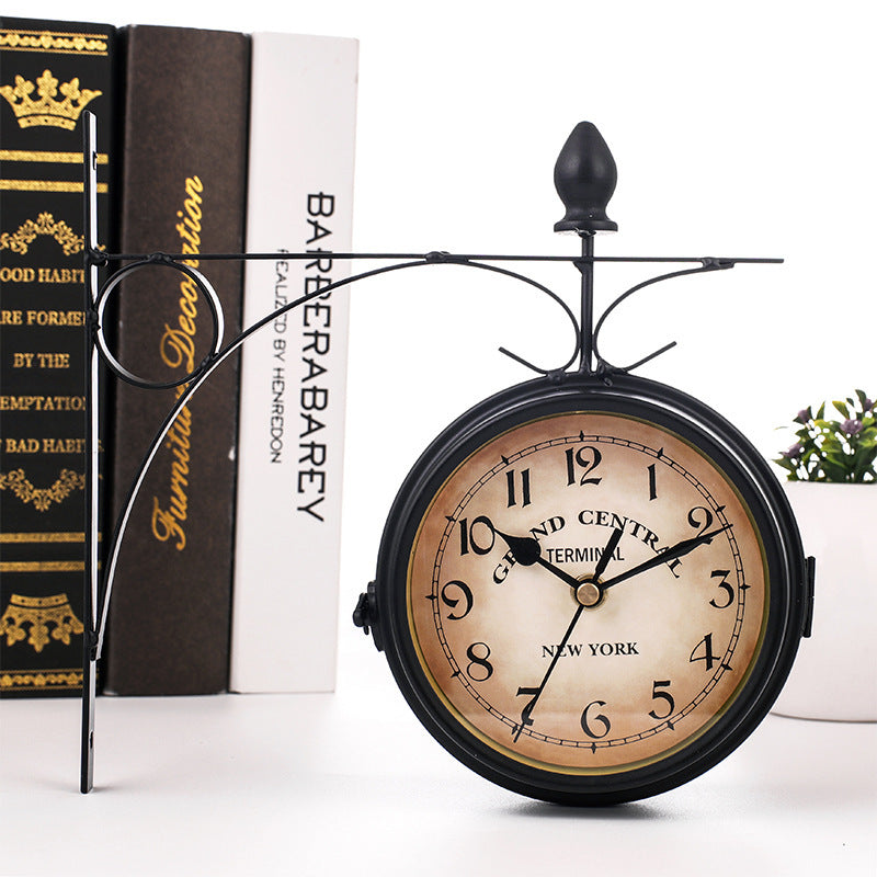 European wrought iron double wall clock