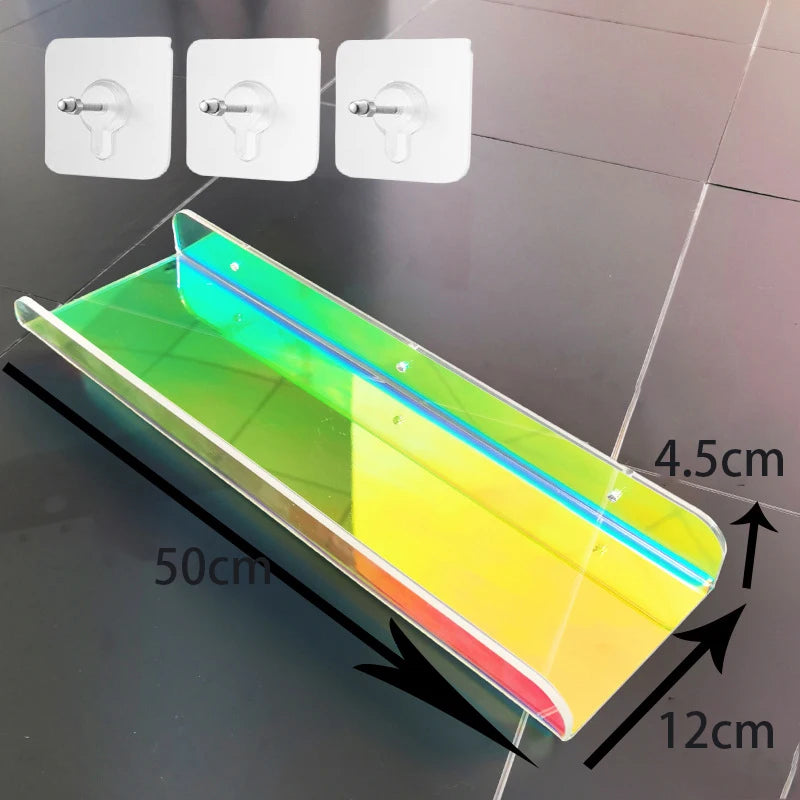 Invisible Acrylic Floating Shelf – Wall-Mounted Corner Storage