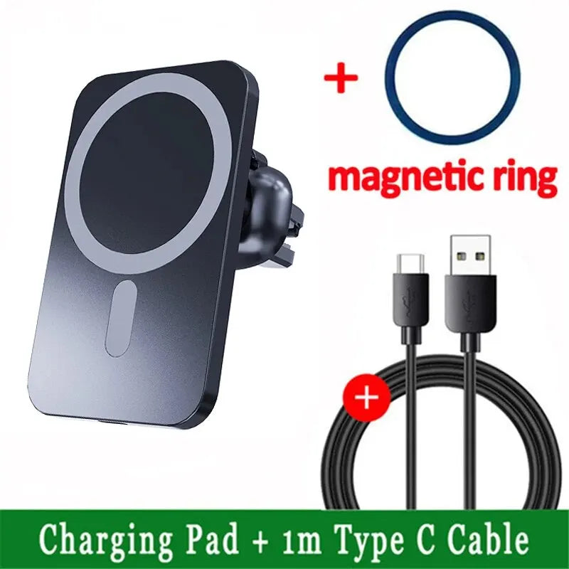 30W Magnetic Car Wireless Charger – Magsafe Phone Holder Stand