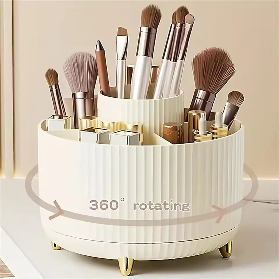 360° Rotating Storage Box Desktop Makeup Organizer Cosmetic Brush Holder Lipstick Eyebrow Pencil Holder Jewelry Container