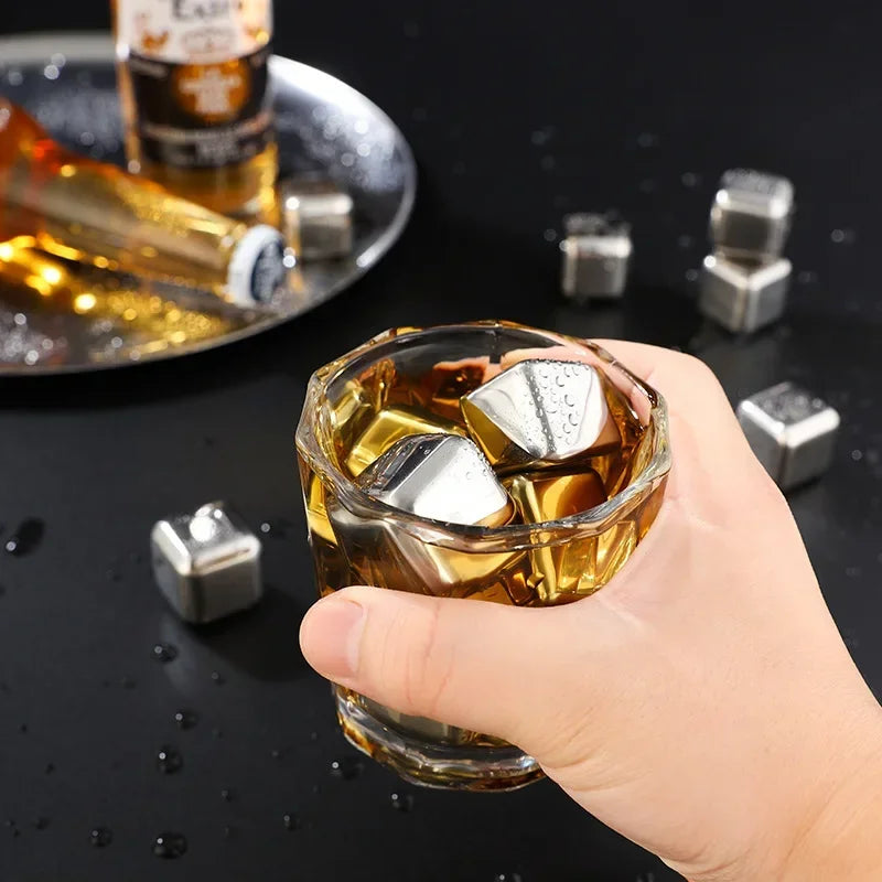 Stainless Steel Whiskey Ice Cubes – Reusable Metal Chill Stones