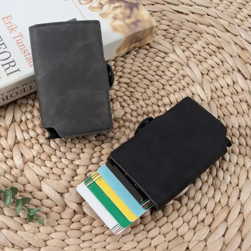 Mens Slim Leather Wallet – RFID Blocking Card Holder with Money Clip