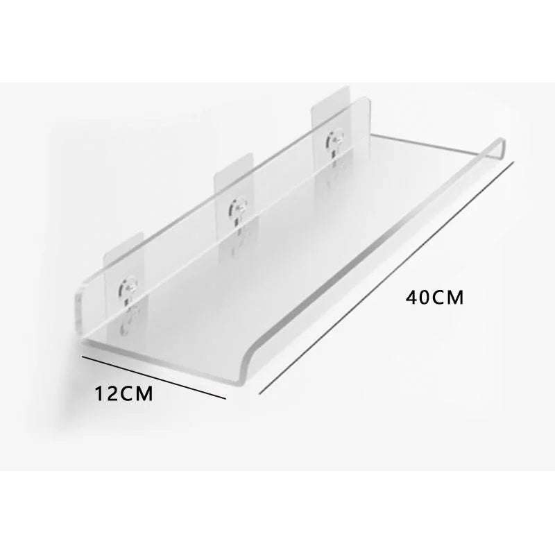 Invisible Acrylic Floating Shelf – Wall-Mounted Corner Storage