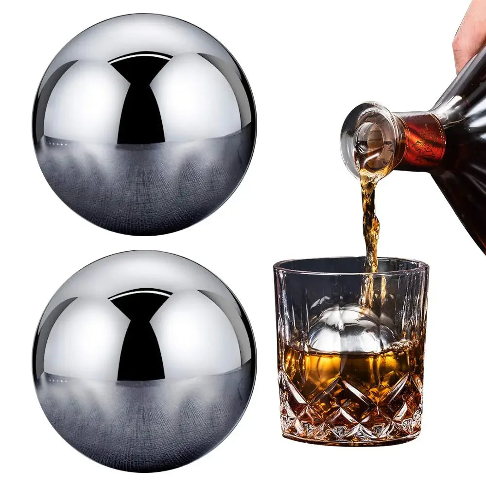 2-Piece Stainless Steel Whiskey Stones – Round Reusable Chill Balls