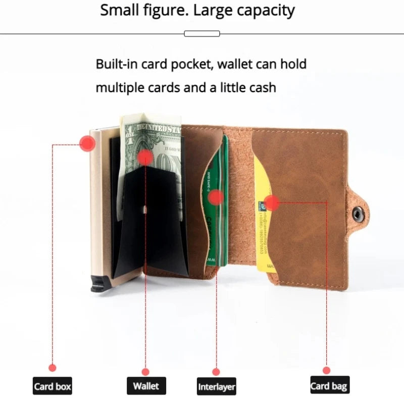 Mens Slim Leather Wallet – RFID Blocking Card Holder with Money Clip