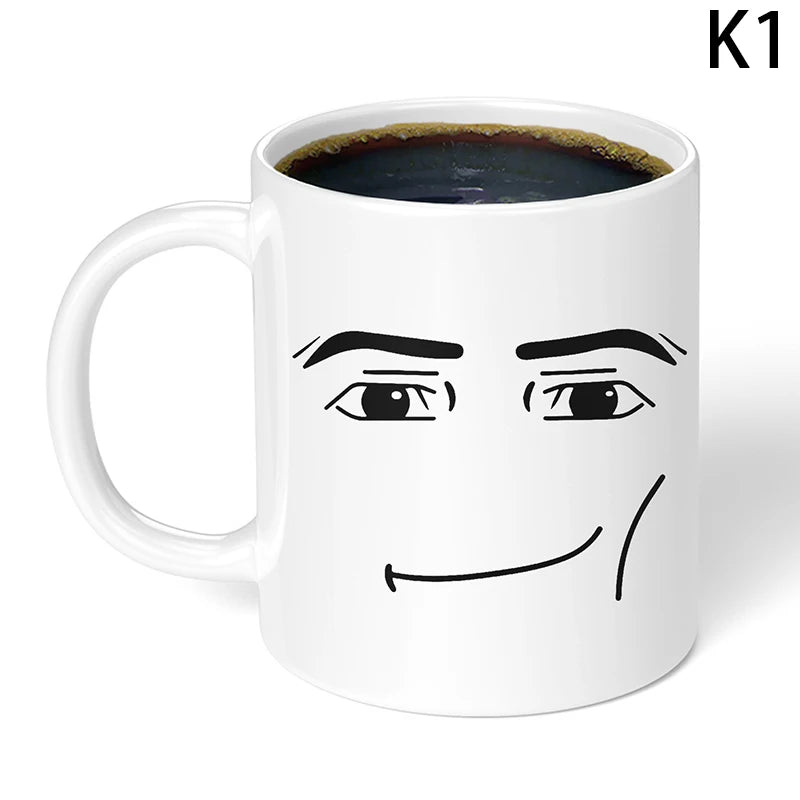Funny Face Coffee Mug – Cute Gamer Ceramic Cup325ML