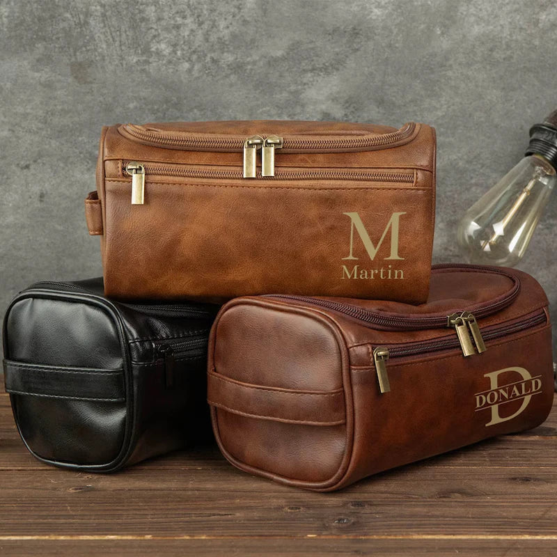 Personalized Leather Toiletry Bag – Dopp Kit for Men