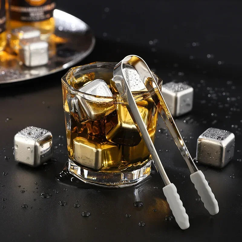 Stainless Steel Whiskey Ice Cubes – Reusable Metal Chill Stones