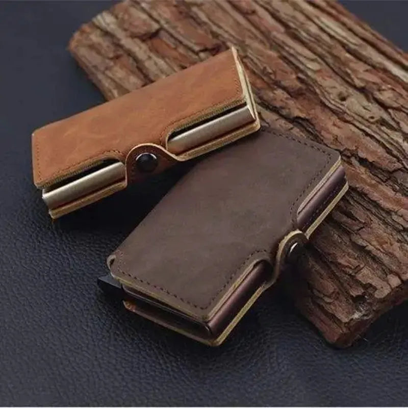 Mens Slim Leather Wallet – RFID Blocking Card Holder with Money Clip