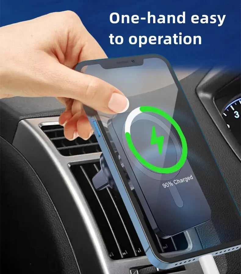30W Magnetic Car Wireless Charger – Magsafe Phone Holder Stand