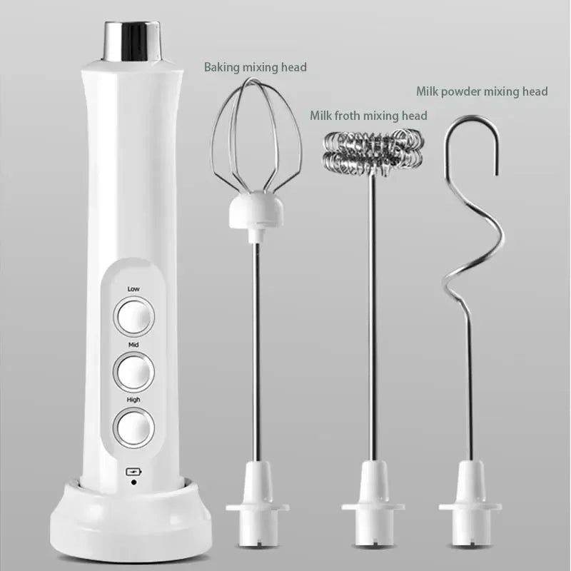 3-in-1 Handheld Electric Milk Frother – Coffee & Cappuccino Whisk