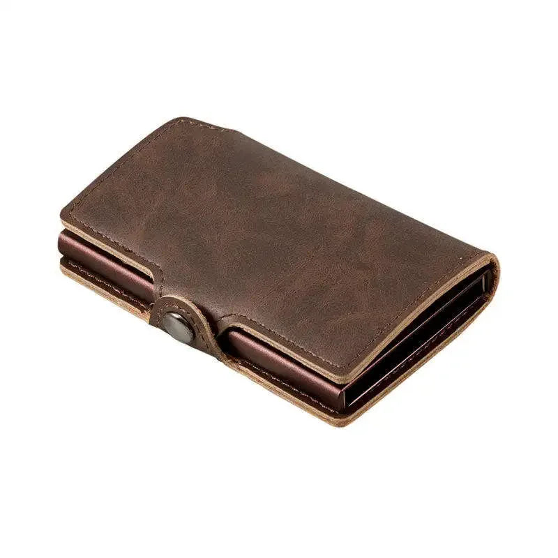 Mens Slim Leather Wallet – RFID Blocking Card Holder with Money Clip