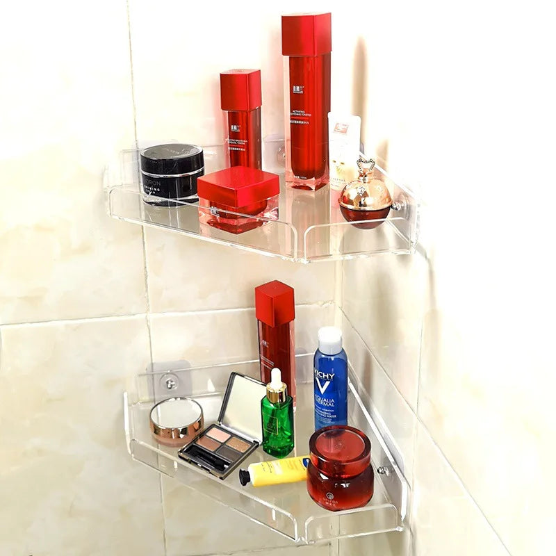 Invisible Acrylic Floating Shelf – Wall-Mounted Corner Storage