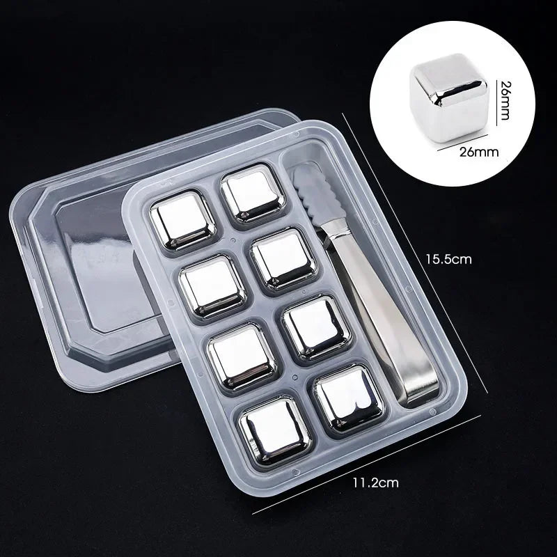 Stainless Steel Whiskey Ice Cubes – Reusable Metal Chill Stones