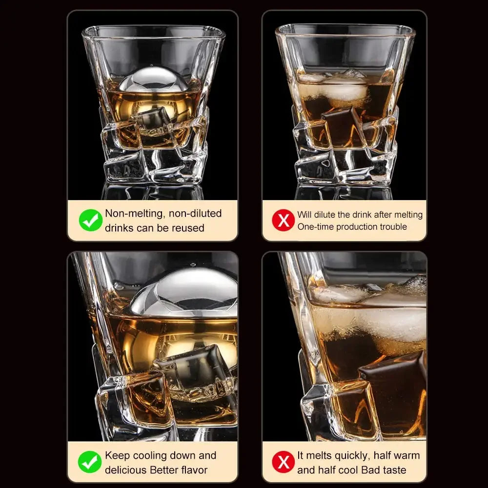 2-Piece Stainless Steel Whiskey Stones – Round Reusable Chill Balls