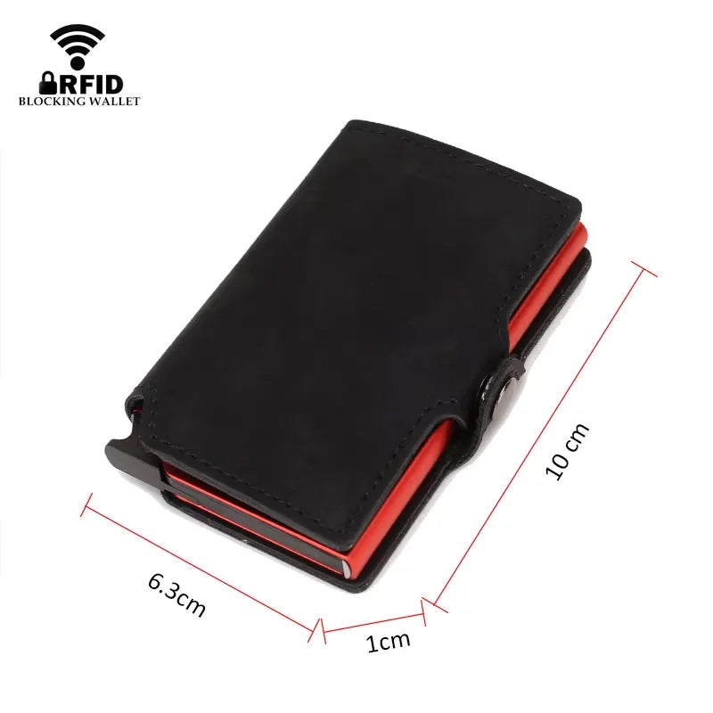 Mens Slim Leather Wallet – RFID Blocking Card Holder with Money Clip