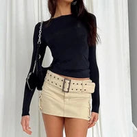 Basic Solid Crop Top Short Sleeve Crewneck Skin
