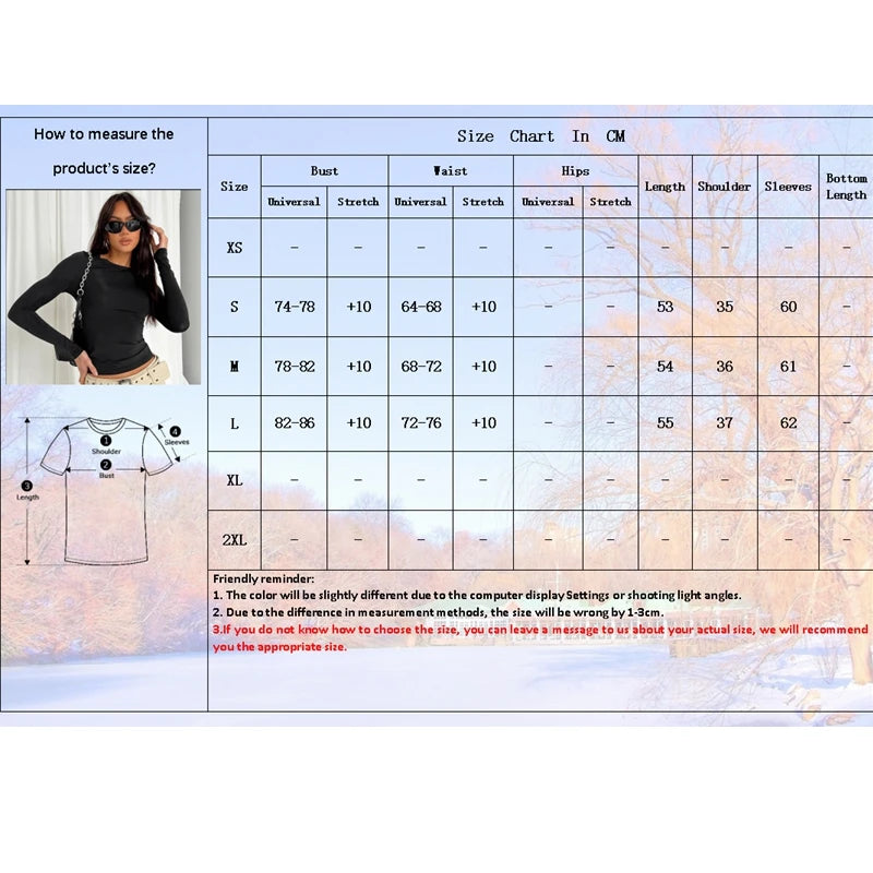 Woman Clothing Long Sleeve T-shirt Slim Fit Tops