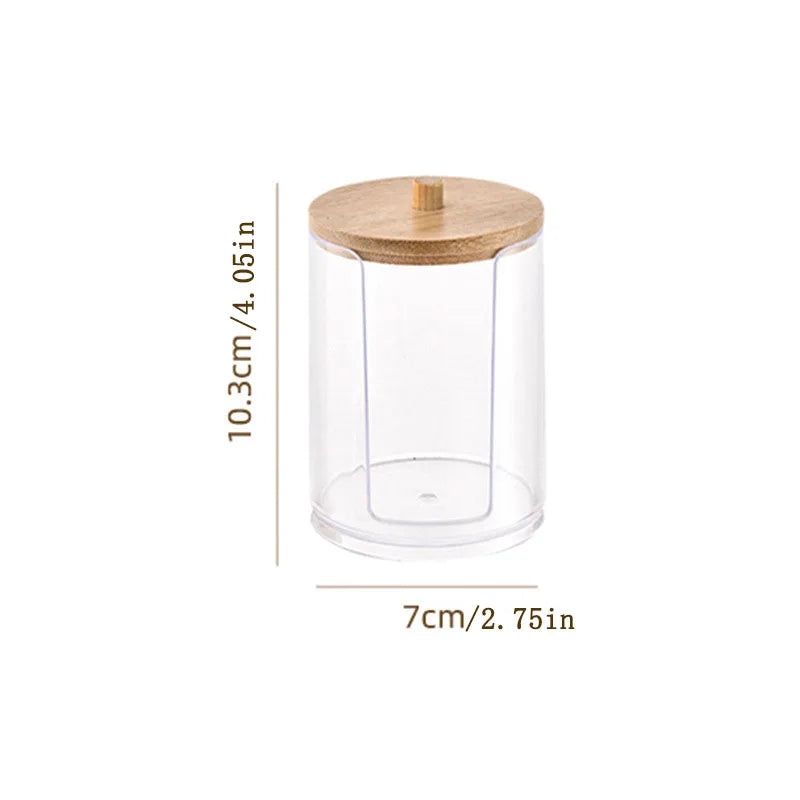 Cotton Cushion Storage Box – Bamboo Cover Makeup Dispenser