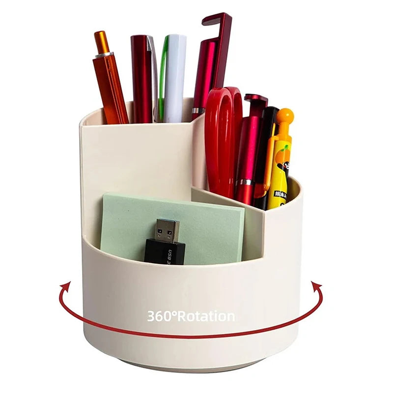 360° Rotating Desk Organizer – Large Capacity Pen & Makeup Holder