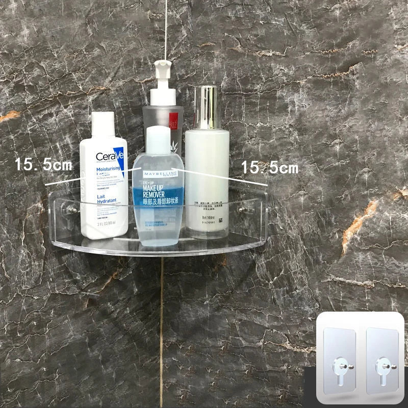 Invisible Acrylic Floating Shelf – Wall-Mounted Corner Storage