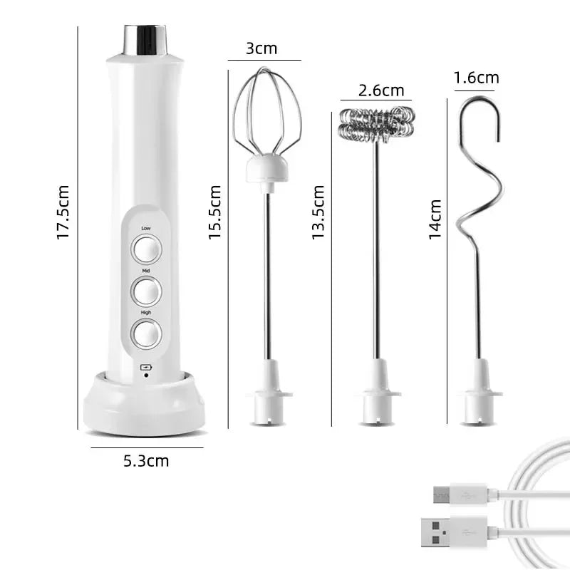 3-in-1 Handheld Electric Milk Frother – Coffee & Cappuccino Whisk