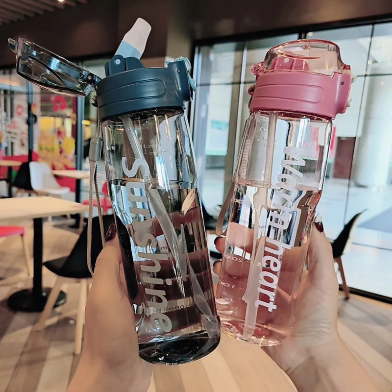 800ml Sports Water Bottle With Straw Plastic Water Bottles