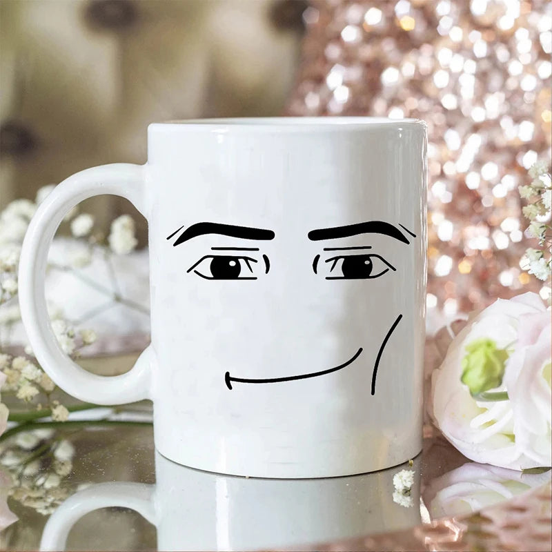 Funny Face Coffee Mug – Cute Gamer Ceramic Cup325ML