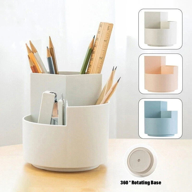 360° Rotating Desk Organizer – Large Capacity Pen & Makeup Holder