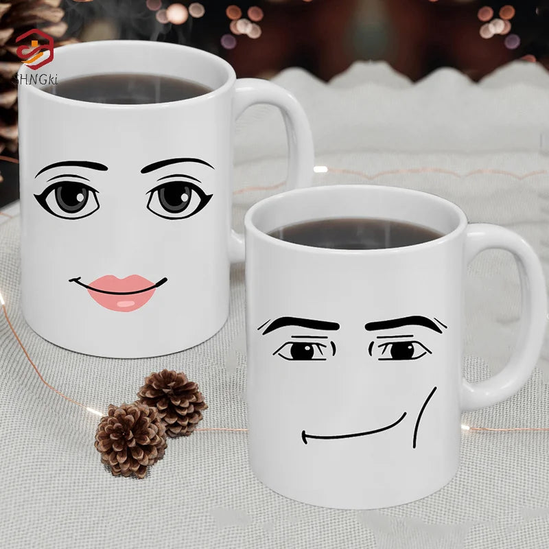 Funny Face Coffee Mug – Cute Gamer Ceramic Cup325ML